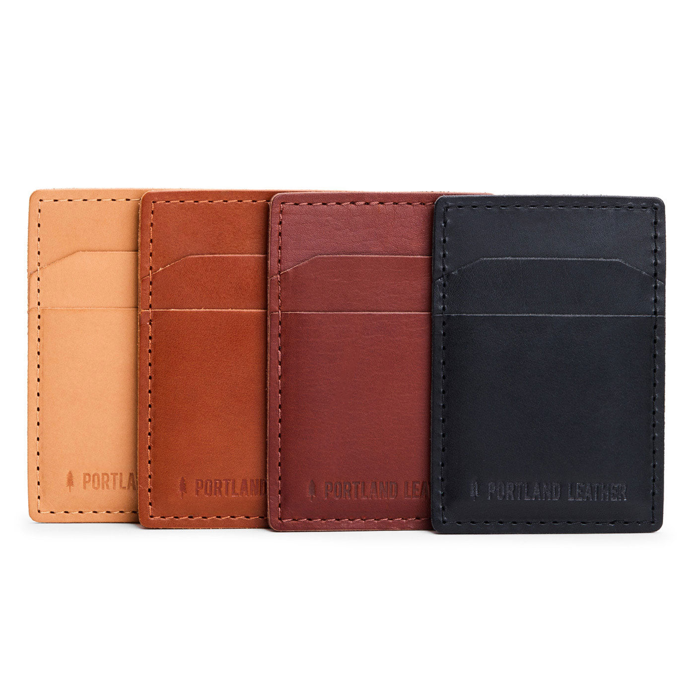 All Variants | A group image of leather card holders with two slots on each side