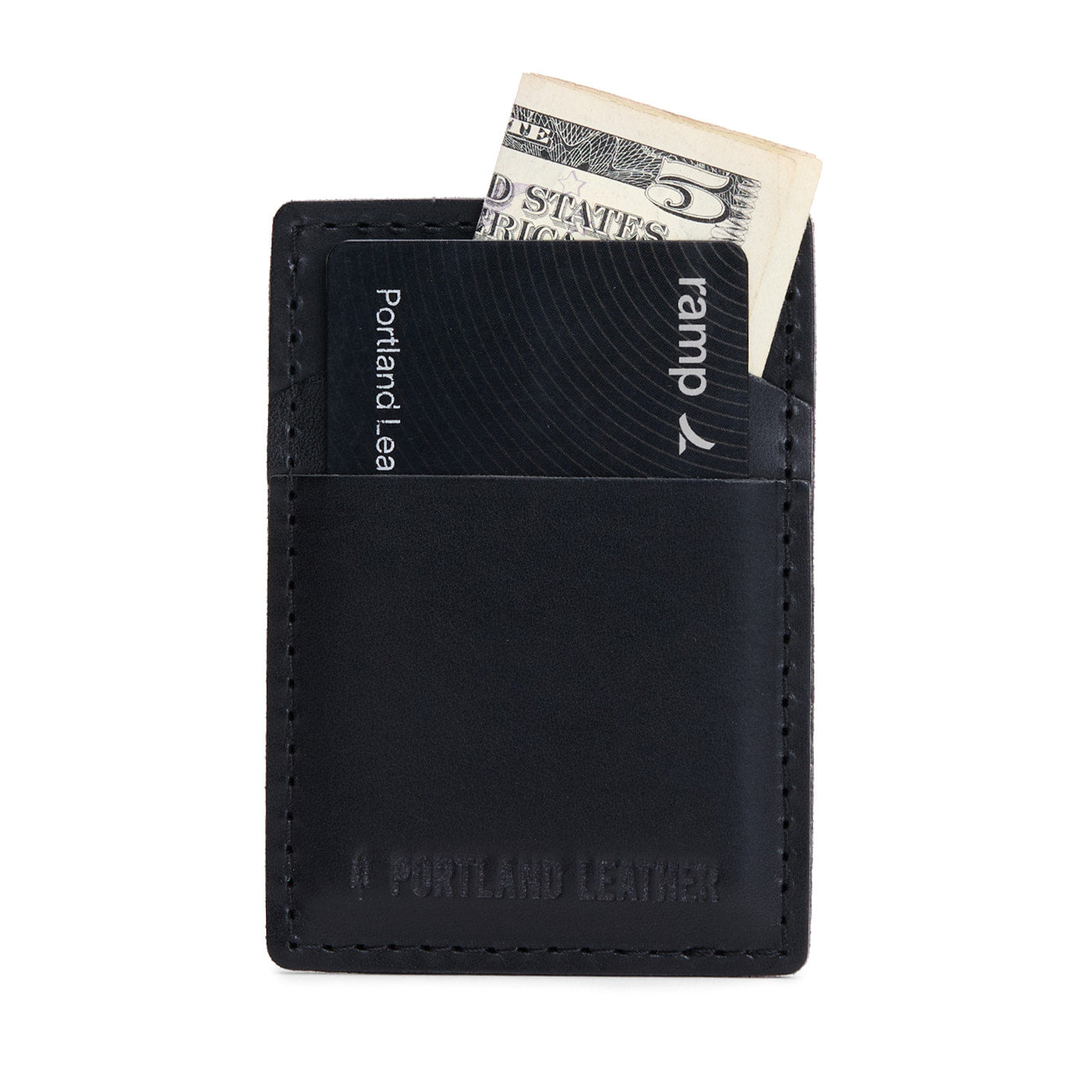 Nero | Leather card holder with two slots on each side