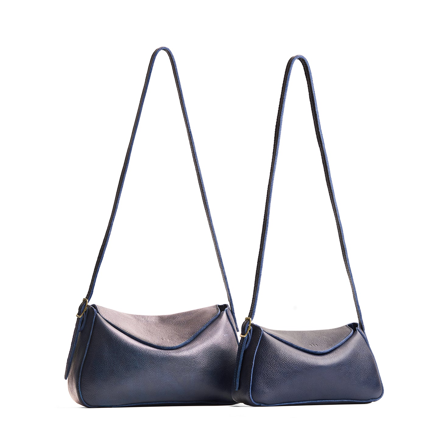 Cobalt | Size comparison image of small and medium Neruda Crossbody