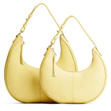 Butter Bliss | Crescent shaped shoulder bag with zipper closure and adjustable strap