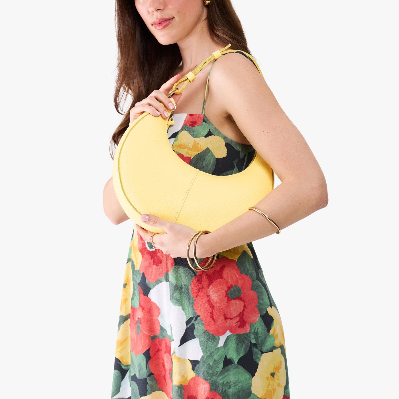 Butter Bliss*Classic | Crescent shaped shoulder bag with zipper closure and adjustable strap