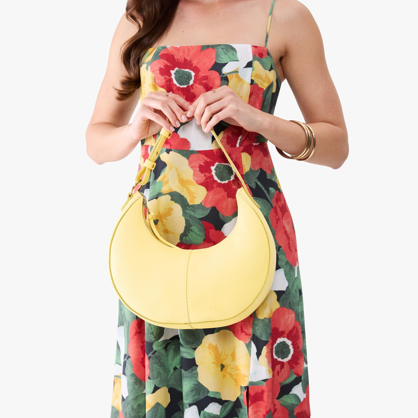 Butter Bliss*Classic | Crescent shaped shoulder bag with zipper closure and adjustable strap
