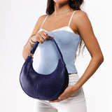 Cobalt Classic | Crescent shaped shoulder bag with zipper closure and adjustable strap