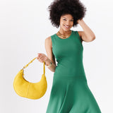 Hello Yellow Classic | Crescent shaped shoulder bag with zipper closure and adjustable strap