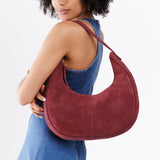 Red Panda Large | Crescent shaped shoulder bag with zipper closure and adjustable strap
