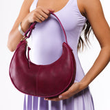 Orchid Classic | Crescent shaped shoulder bag with zipper closure and adjustable strap