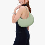 Pistachio Classic | Crescent shaped shoulder bag with zipper closure and adjustable strap