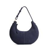 Alaska Blue Small | Crescent shaped shoulder bag with zipper closure and adjustable strap