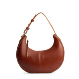 Chestnut Small | Crescent shaped shoulder bag with zipper closure and adjustable strap