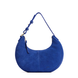 Joni Blue*Classic | Crescent shaped shoulder bag with zipper closure and adjustable strap