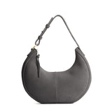 Smoke Grey Classic | Crescent shaped shoulder bag with zipper closure and adjustable strap
