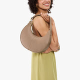 Stone Classic | Crescent shaped shoulder bag with zipper closure and adjustable strap
