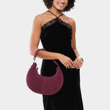 Superbloom Classic | Crescent shaped shoulder bag with zipper closure and adjustable strap