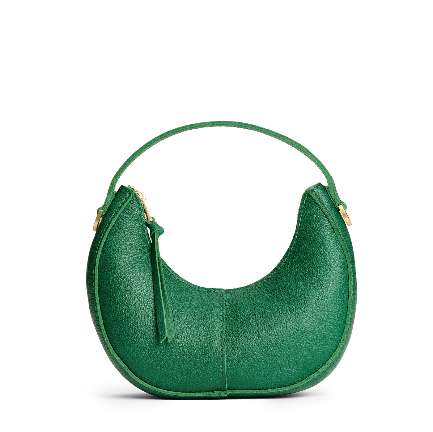 Bacalar | Crescent shaped shoulder bag with zipper closure and gold accents