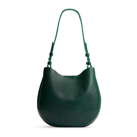 Forest Green*Large | Rounded shoulder bag with adjustable strap on a white background