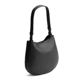 Pebbled--black Medium | Rounded shoulder bag with adjustable strap on a white background