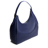 Cobalt Oversized | U-shaped, flat-bottomed leather shoulder bag with adjustable strap