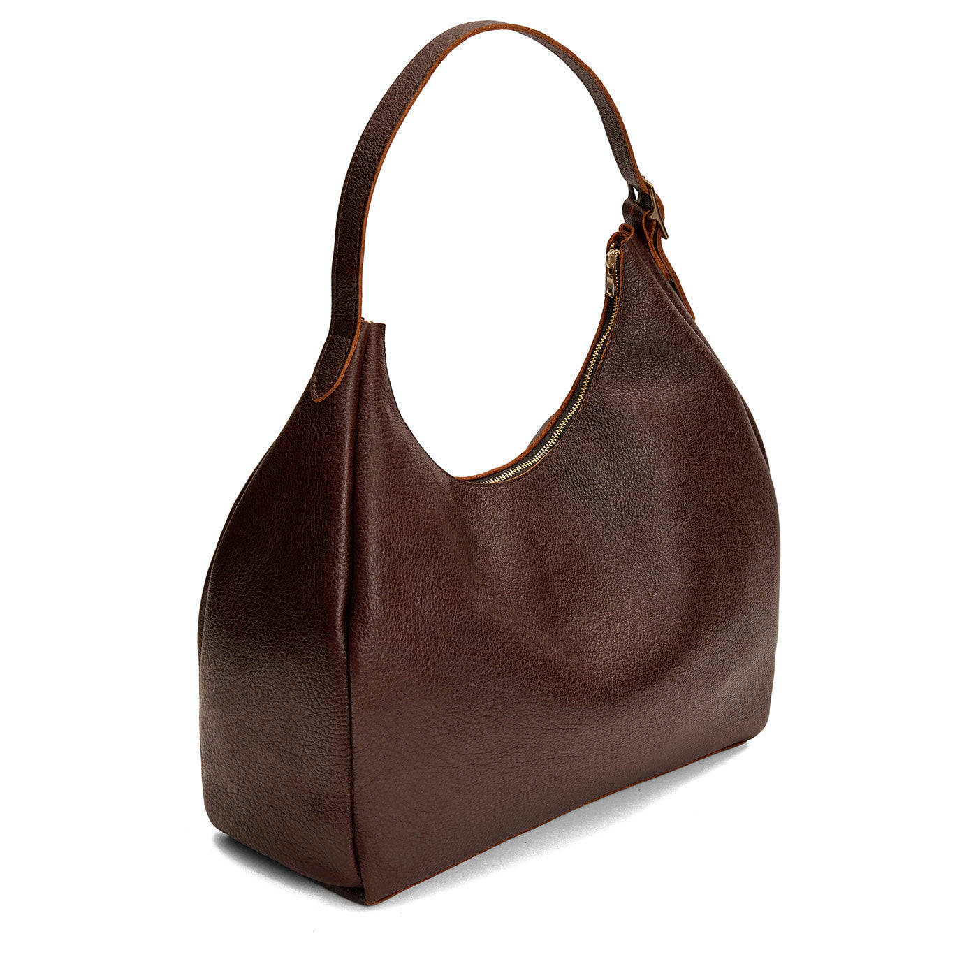 Coldbrew*Oversized | U-shaped, flat-bottomed leather shoulder bag with adjustable strap