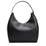 Pebbled--black Oversized | U-shaped, flat-bottomed leather shoulder bag with adjustable strap