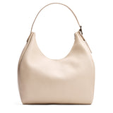 Pebbled Bone Oversized | U-shaped, flat-bottomed leather shoulder bag with adjustable strap