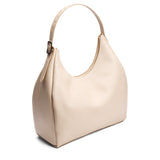 Pebbled Bone Oversized | U-shaped, flat-bottomed leather shoulder bag with adjustable strap