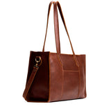 Nutmeg Oversized East/West | Structured wide tote bag with overlapping panels and crossbody strap