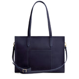 Velvet Blue Oversized East/West | Structured wide tote bag with overlapping panels and crossbody strap