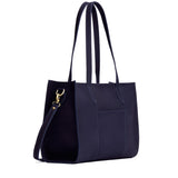 Velvet Blue Oversized East/West | Structured wide tote bag with overlapping panels and crossbody strap
