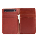 Marrone | Vertical cardholder with six card slots on a white background