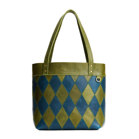 Sea Moss*Medium*Zipper | Leather tote bag with riveted straps and exterior key loop