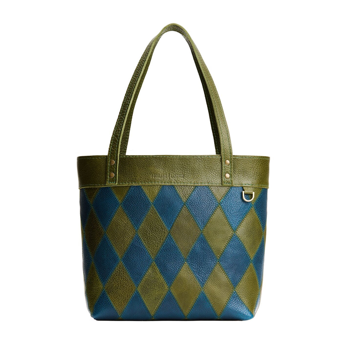 Sea Moss*Medium*Zipper | Leather tote bag with riveted straps and exterior key loop