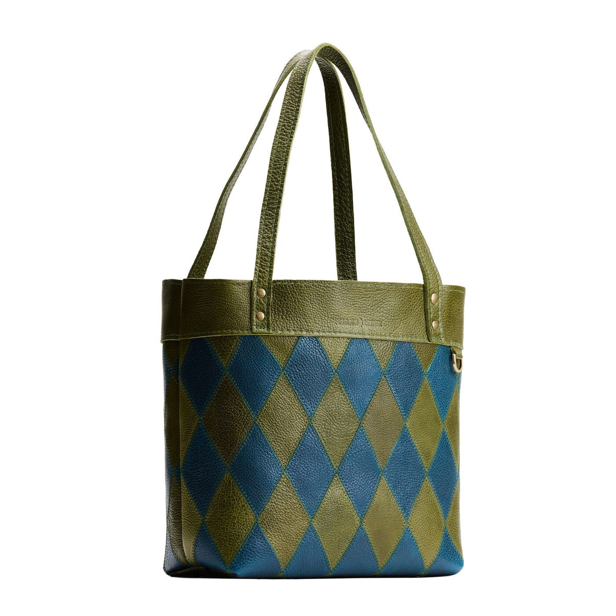 Sea Moss*Medium*Zipper | Leather tote bag with riveted straps and exterior key loop