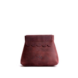 Merlot | Leather coin pouch with scalloped edge and three Portland leather tree emblems