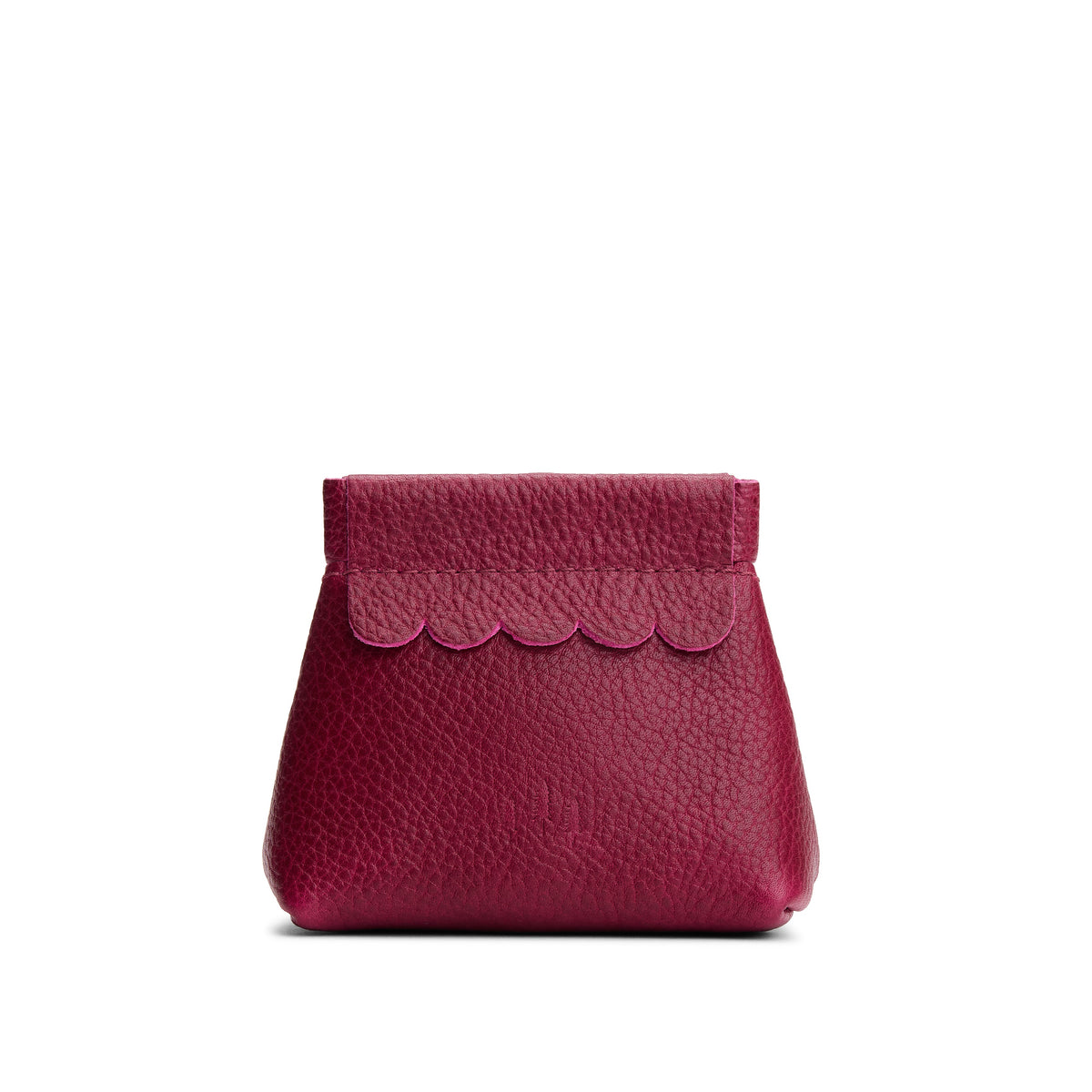 Orchid | Leather coin pouch with scalloped edge and three Portland leather tree emblems