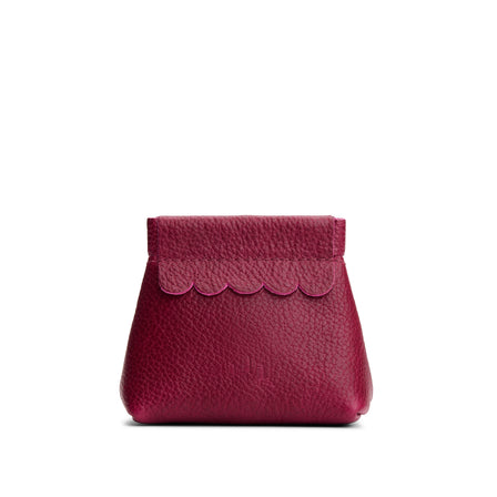 Orchid | Leather coin pouch with scalloped edge and three Portland leather tree emblems