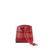 Chili Red | Small leather pouch with leather drawstring closure and lobster claw clasp