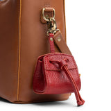 Chili Red | Small leather pouch with leather drawstring closure and lobster claw clasp