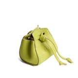Wasabi | Small leather pouch with leather drawstring closure and lobster claw clasp