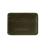 Pebbled Olive | Minimalist leather wallet with card slots and PLG logo