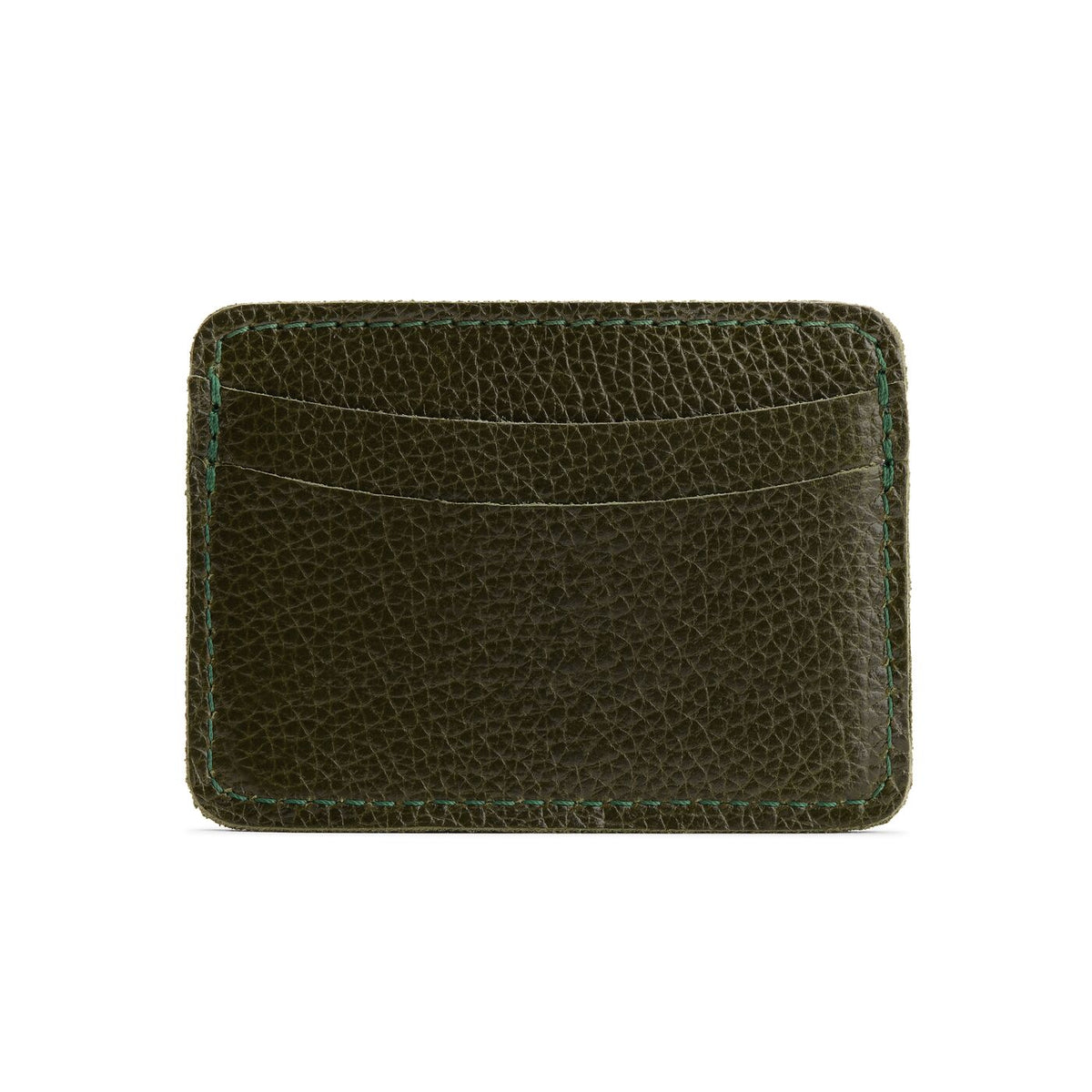 Pebbled Olive | Minimalist leather wallet with card slots and PLG logo
