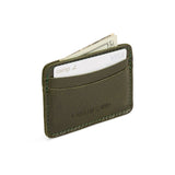 Pebbled Olive | Minimalist leather wallet with card slots and PLG logo