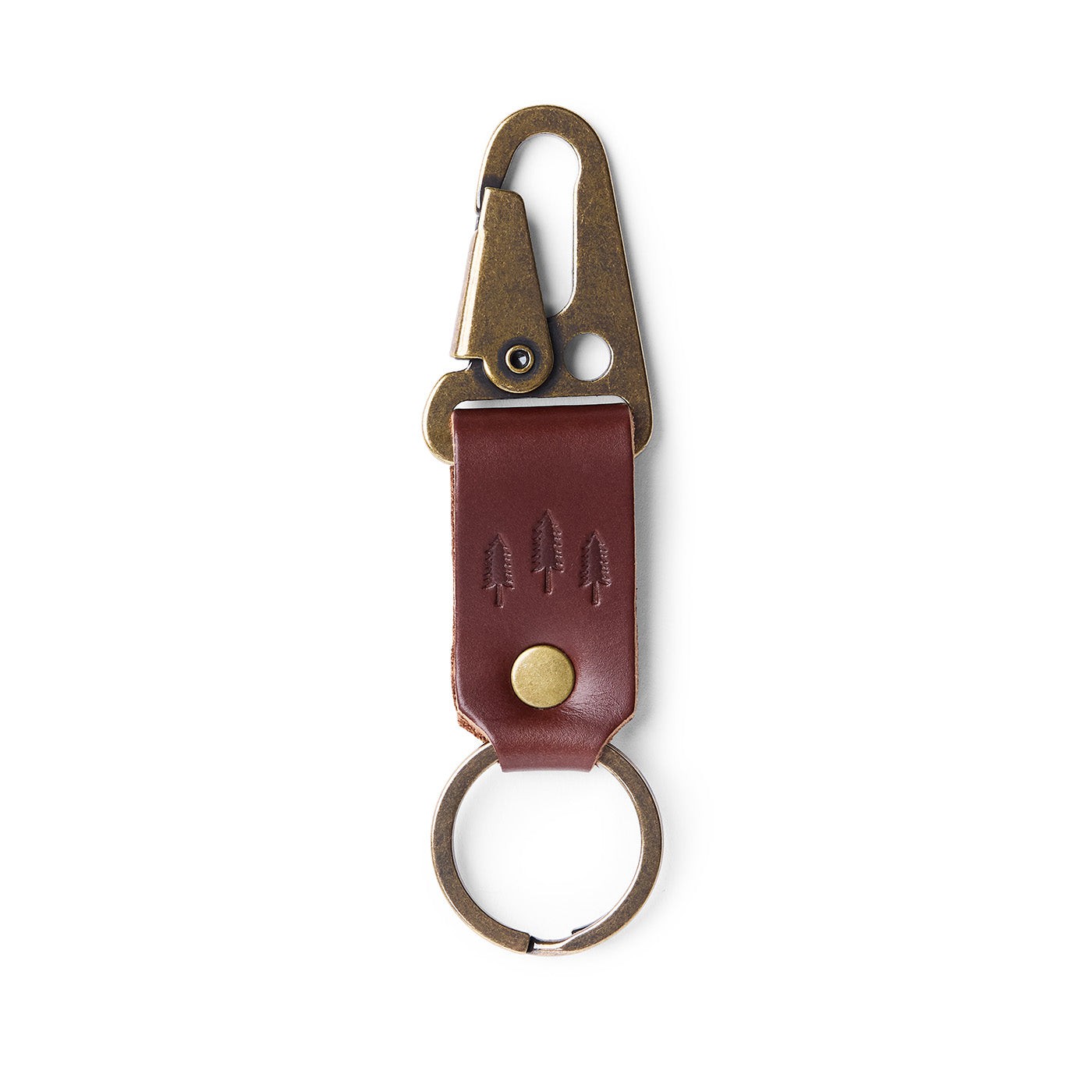 Chocolate Brown*Short | Leather logo branded keychain 