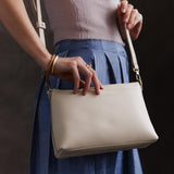  Bone Small | Zip top petite crossbody bag with detachable strap