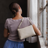  Bone Small | Zip top petite crossbody bag with detachable strap