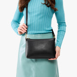 Pebbled--black Classic | Zip top crossbody bag with detachable strap