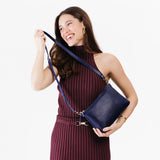 Cobalt Classic | Zip top petite crossbody bag with detachable strap