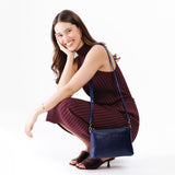Cobalt Classic | Zip top petite crossbody bag with detachable strap