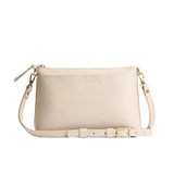 Pebbled Bone Classic | Zip top petite crossbody bag with detachable strap