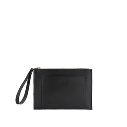 Black*Small | Wristlet pouch with front pocket and zipper closure