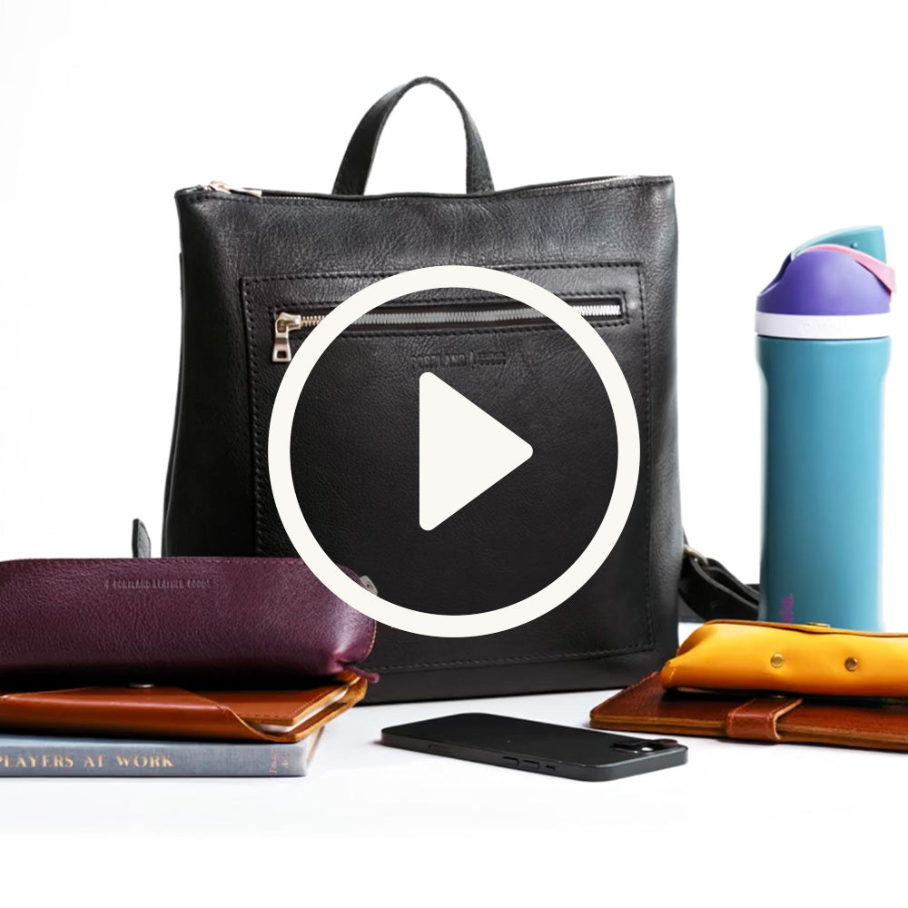 ANY*Classic | infographic Square slim leather tote backpack